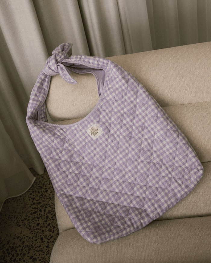 FINAL SALE | Quilted Tote | Purple Gingham