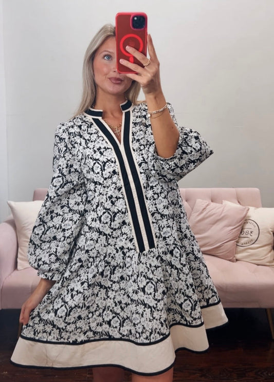 FLORAL BLACK DRESS