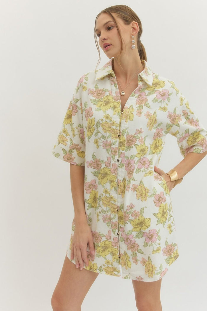 FLORAL DENIM DRESS