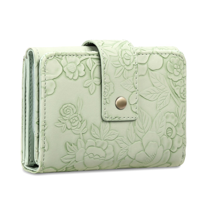 Floral Embossed Leather Wallet – Slim