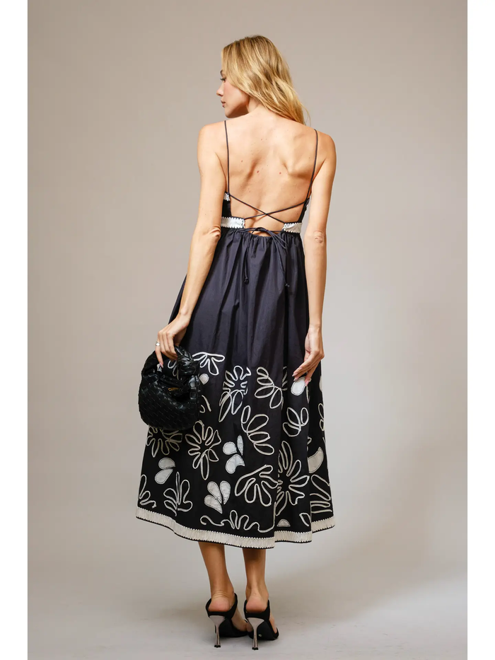 Floral Embroidered Empire Maxi Dress - Greige Goods