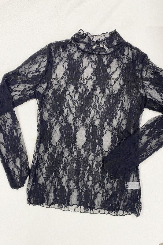 Floral Lace Long Sleeve Top - Greige Goods