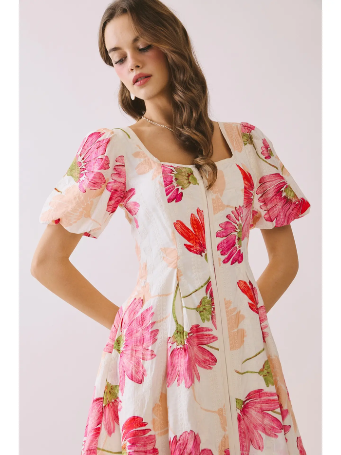Floral Print Flare Skirt Mini Dress