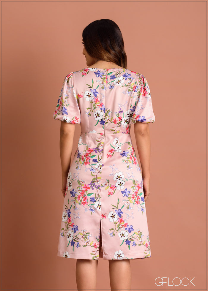 Floral Puff Sleeve Dress - 220523