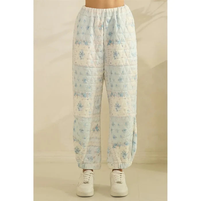Floral Textured Lounge Pants - Greige Goods