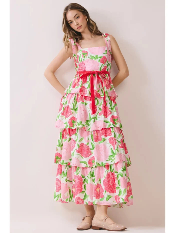Floral Tiered Maxi Dress - Greige Goods