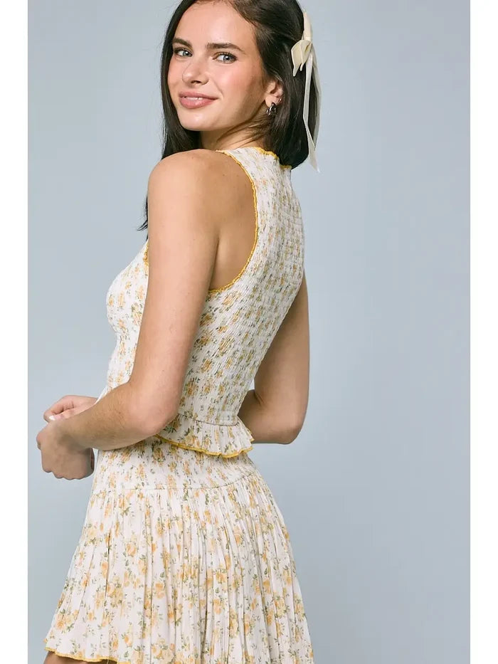 Floral Top & Mini Skirt Set - Greige Goods