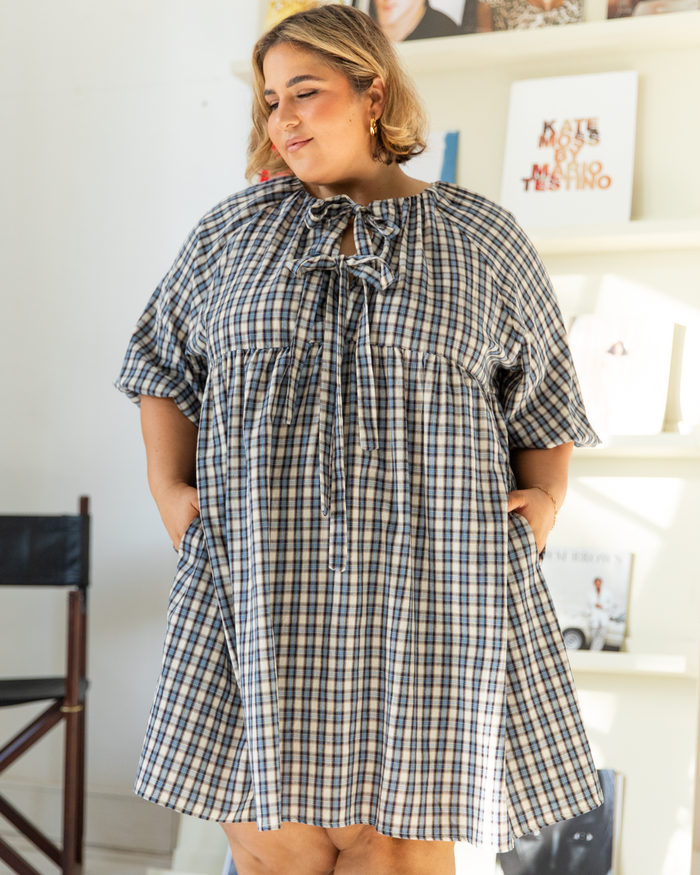 Florence Mini Dress | Denim Gingham