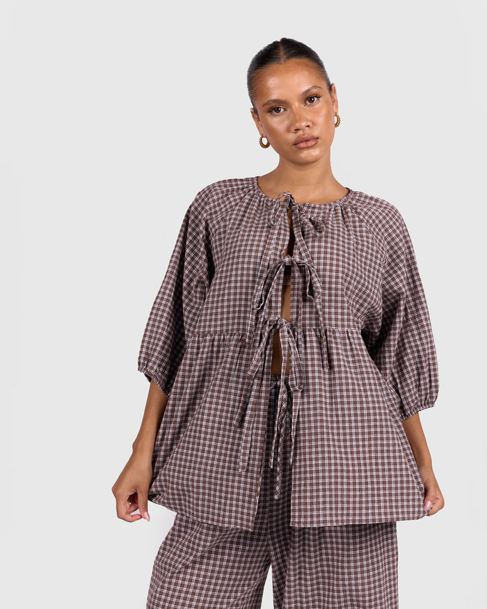 Florence top | Walnut Gingham