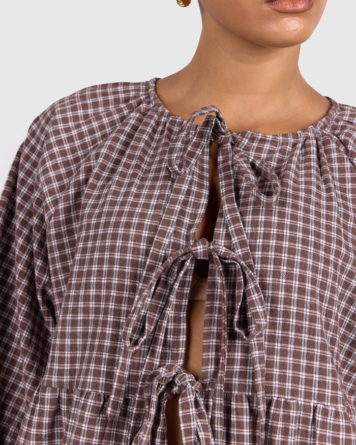 Florence top | Walnut Gingham