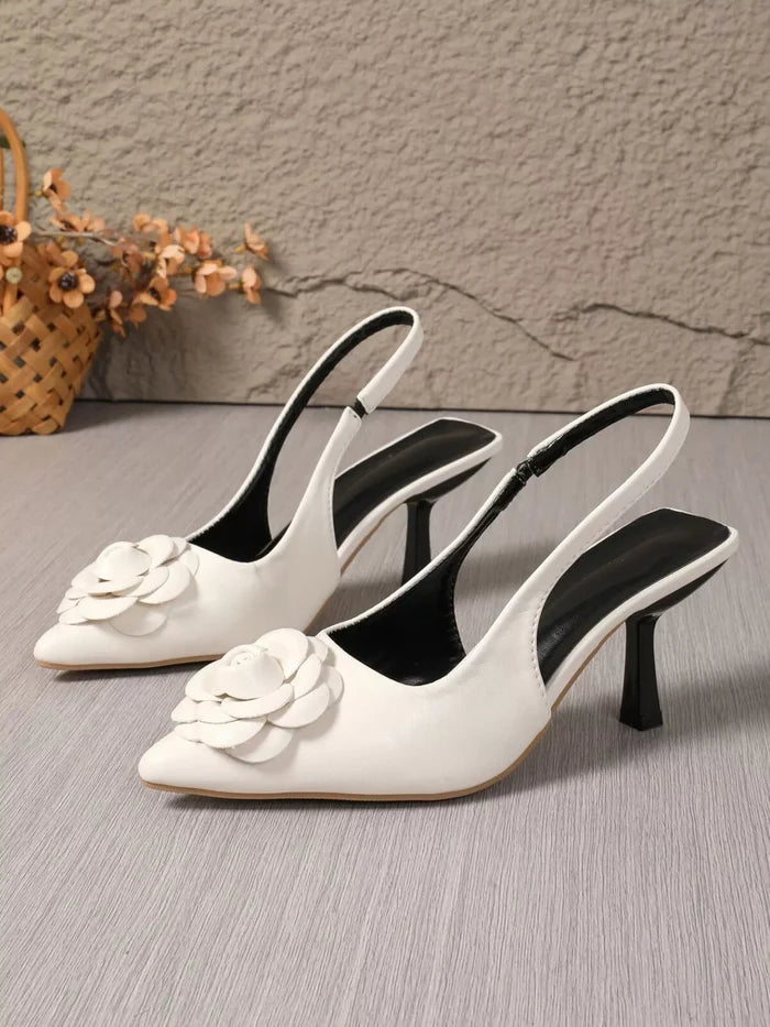 Flower Point Toe Slingback Sandals