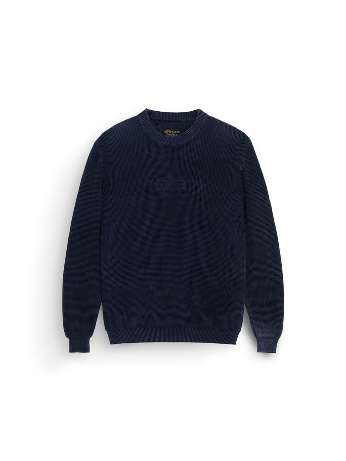 Flying A Sweater by Alpha Industries in Replica Blue cotton corduroy with relaxed fit, long sleeves, ribbed cuffs and waistband.