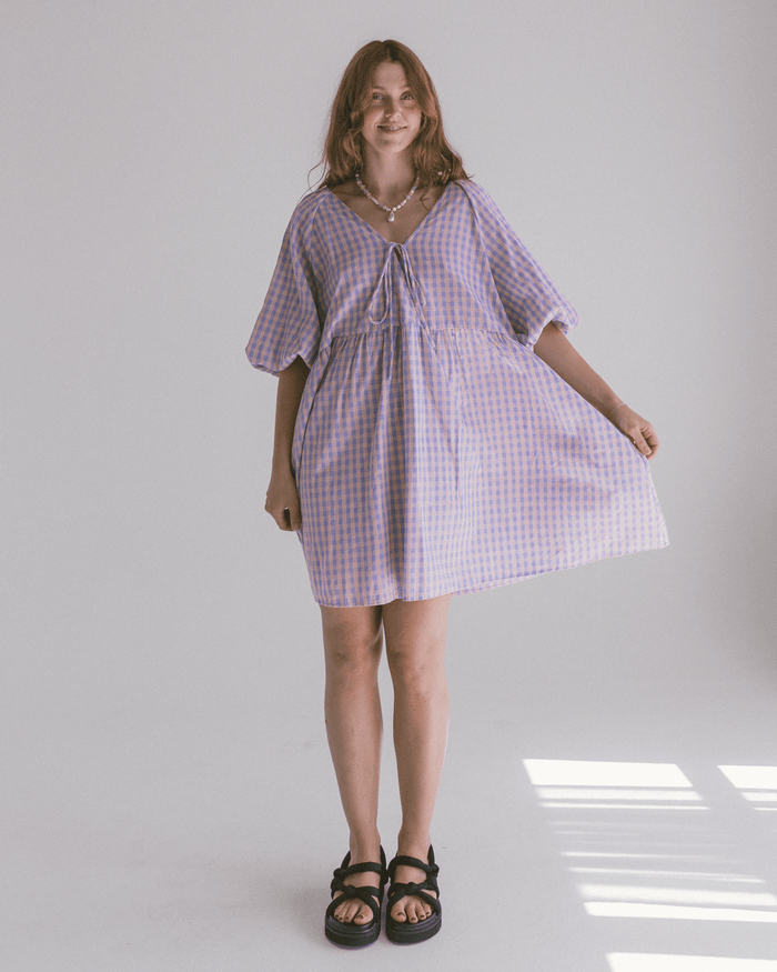 Frankie Mini Dress | Pink & Purple Gingham