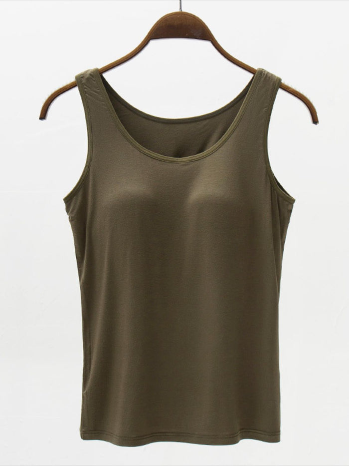 Full Size Wide Strap Model Tank with Bra