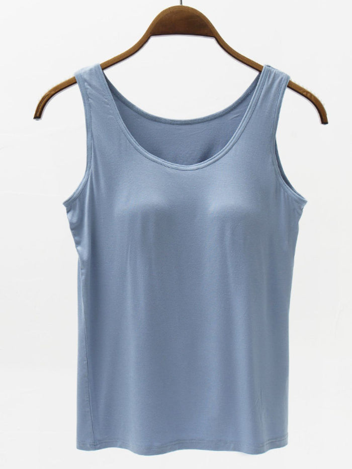 Full Size Wide Strap Model Tank with Bra