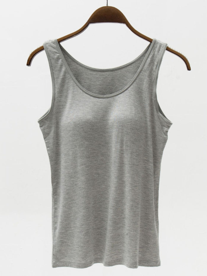 Full Size Wide Strap Model Tank with Bra
