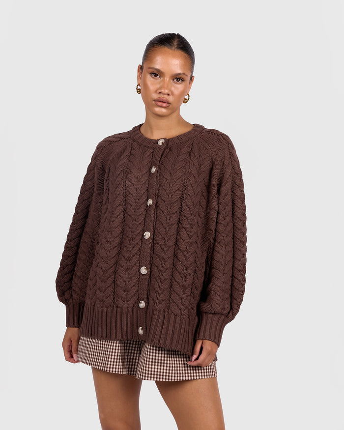 Georgia Knit Cardi | Chocolate