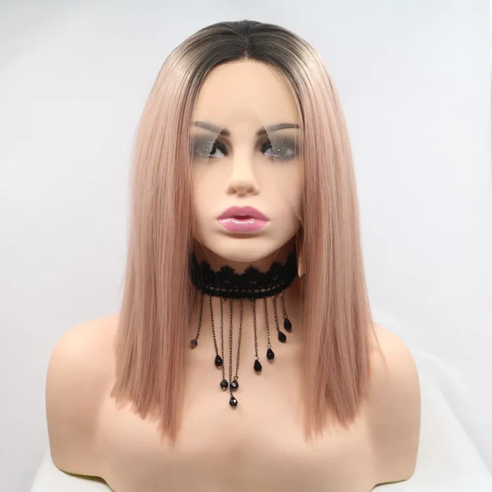 Gilded Strands™ Blush Noir Straight Bob — 12"