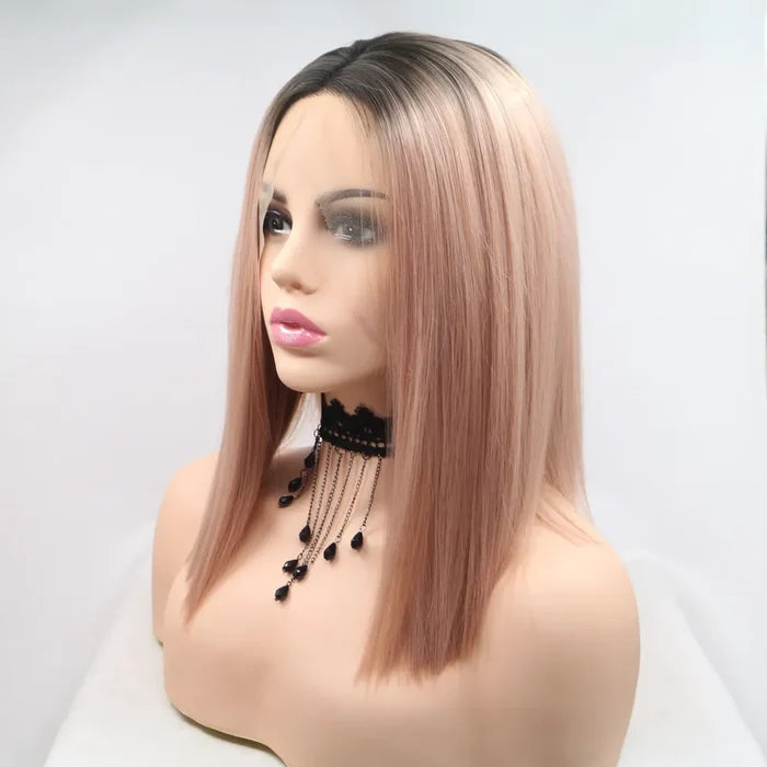 Gilded Strands™ Blush Noir Straight Bob — 12"