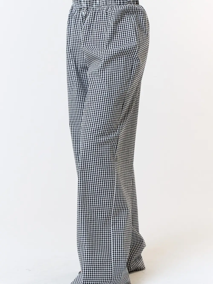 Gingham Plaid Wide Leg Lounge Pant - Greige Goods