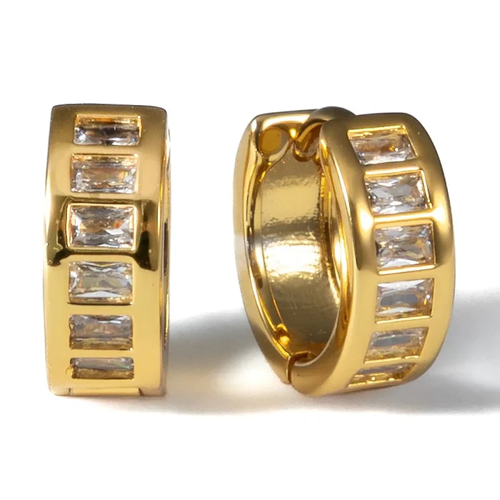 Gold Baguette Huggies - Greige Goods
