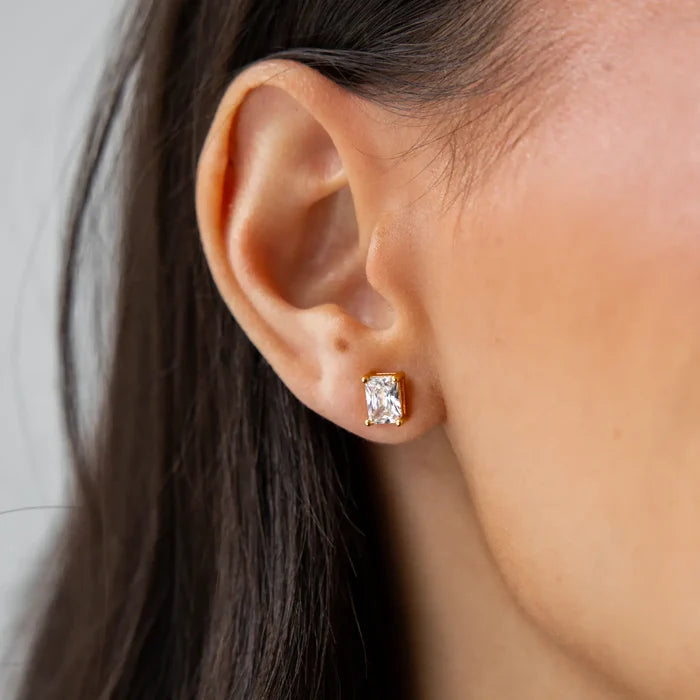 Gold Baguette Studs - Greige Goods