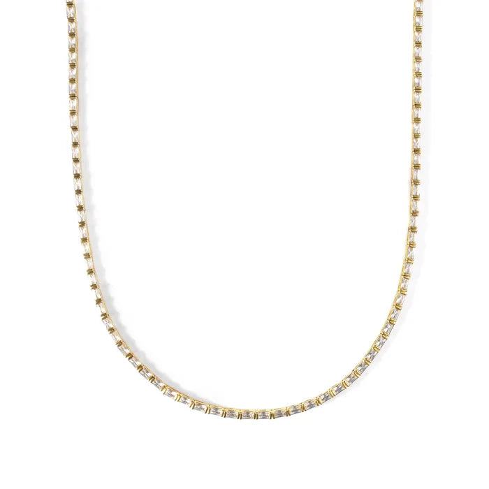 Gold Baguette Tennis Necklace - Greige Goods