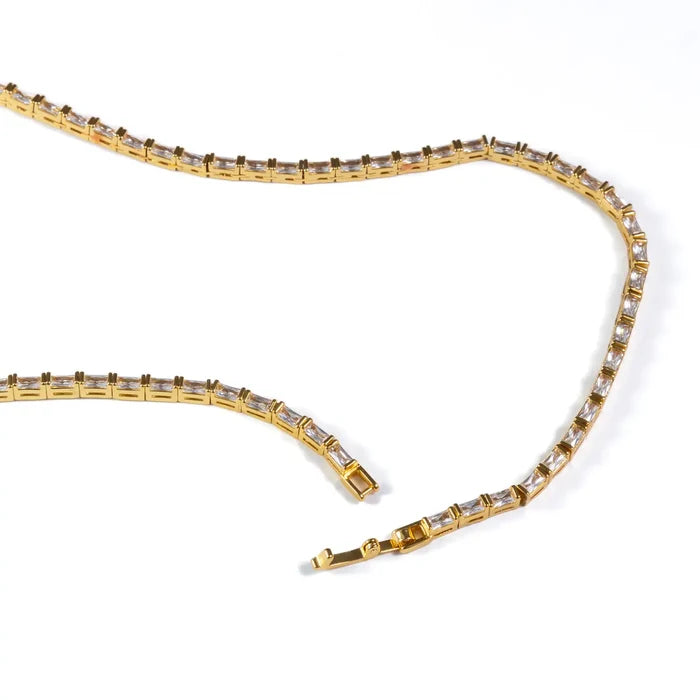 Gold Baguette Tennis Necklace - Greige Goods