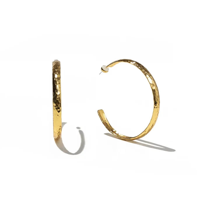 Gold Hammered Hoops - Greige Goods