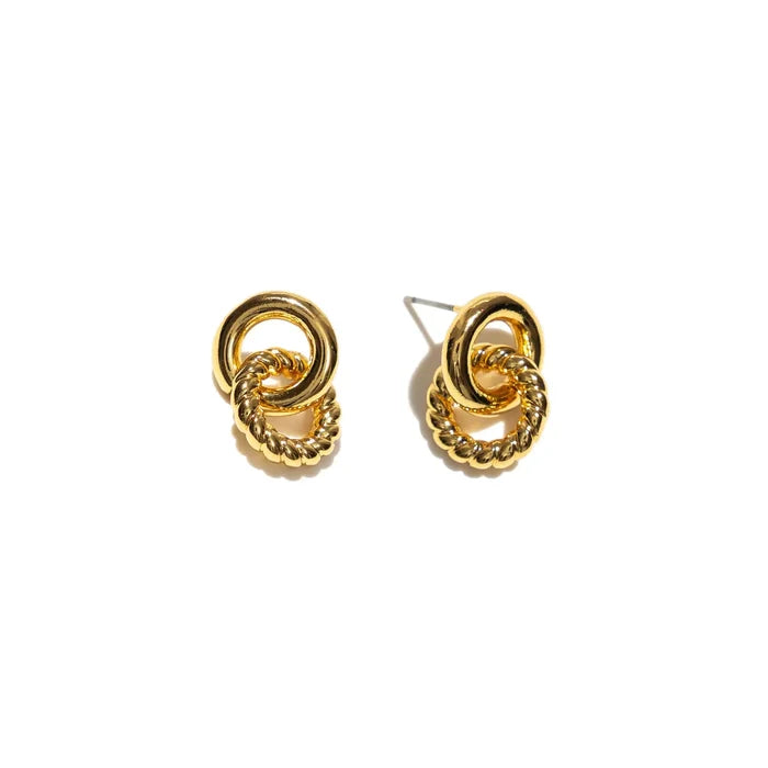 Gold Smooth & Twist Studs - Greige Goods