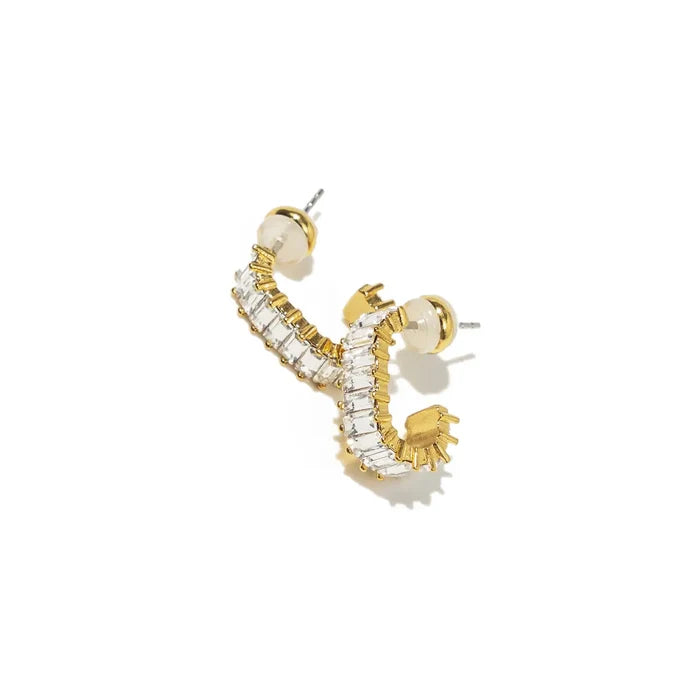 Gold Squared Diamond Hoops - Greige Goods