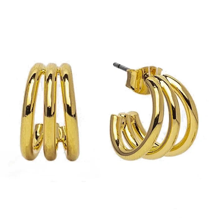 Gold Triple Mini Hoops - Greige Goods