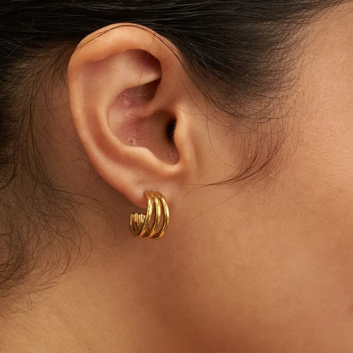 Gold Triple Mini Hoops - Greige Goods
