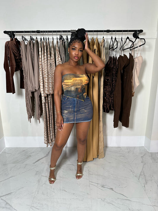 Gold wash mini skirt