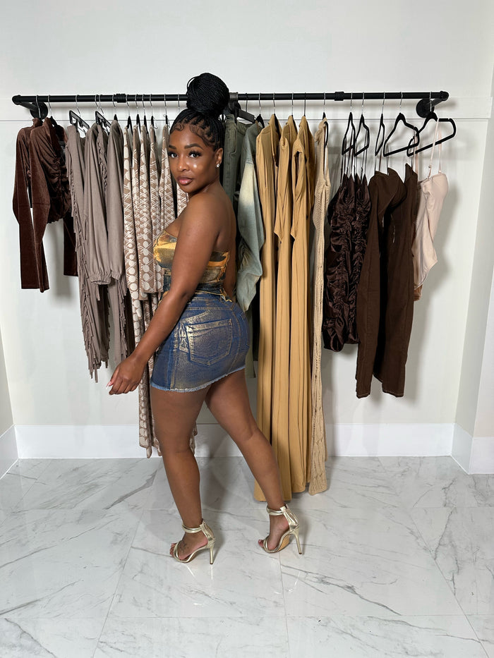 Gold wash mini skirt