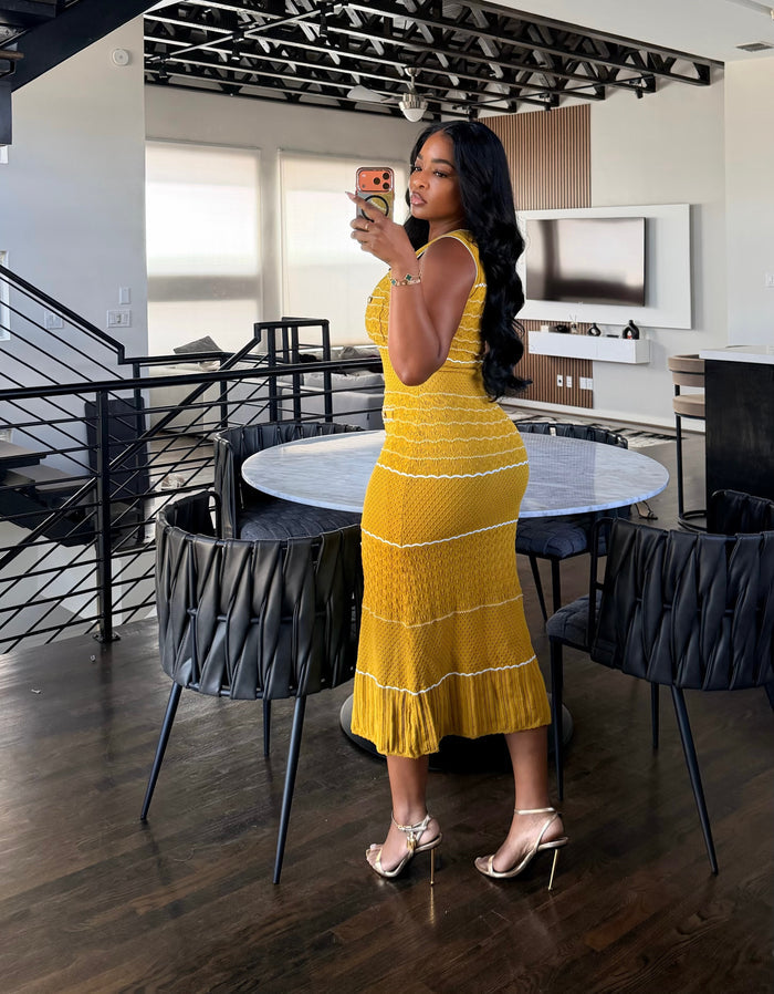 Golden knit dress