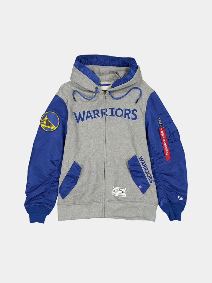 GOLDEN STATE WARRIORS X ALPHA X NEW ERA MA-1 ZIP UP HOODIE OUTERWEAR Alpha Industries BLUE S