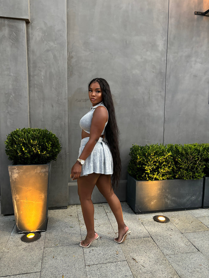 Gray pleated Set