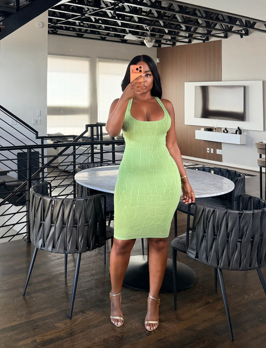 Green Textured Dress
