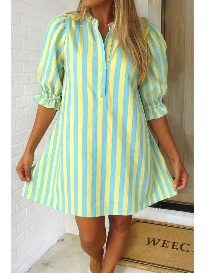 Half Button Mini Dress