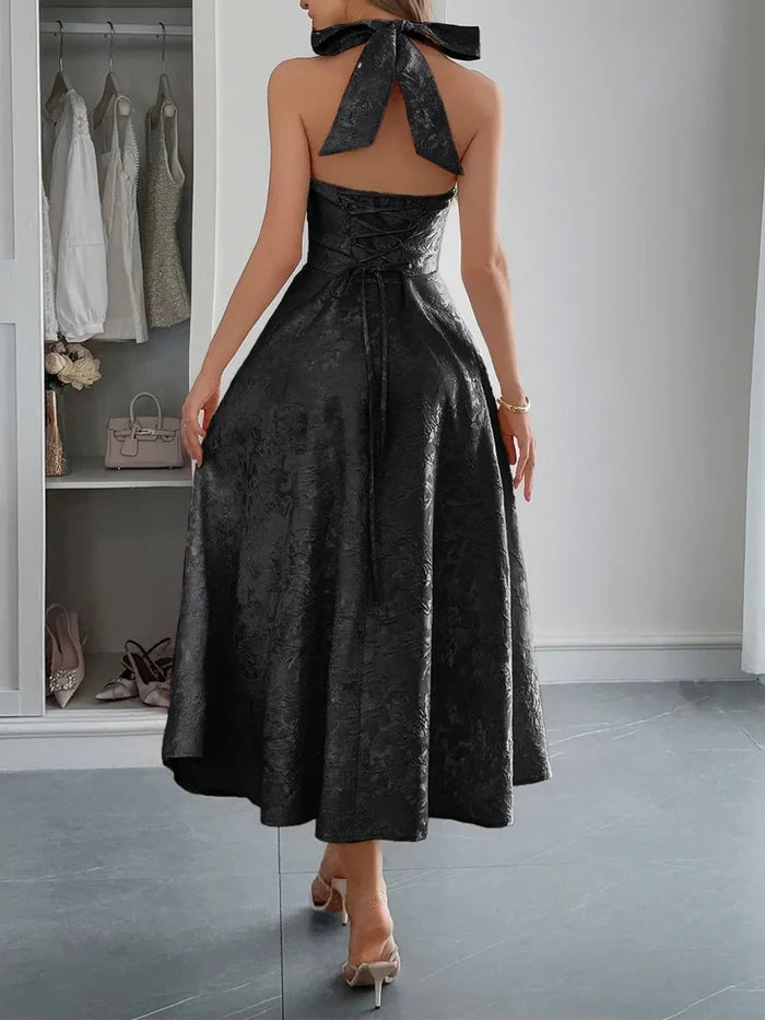 Halter Neck Midi Dress with Pockets