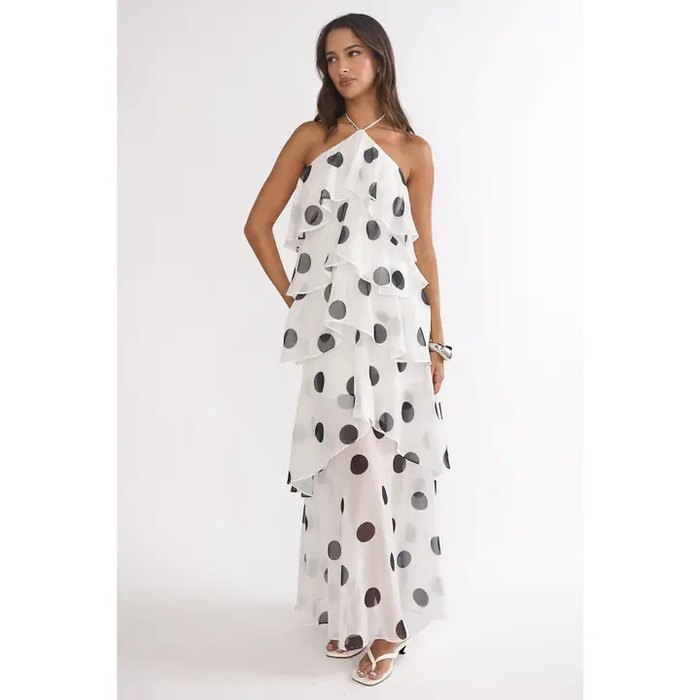 Halter Polka Dot Maxi Dress