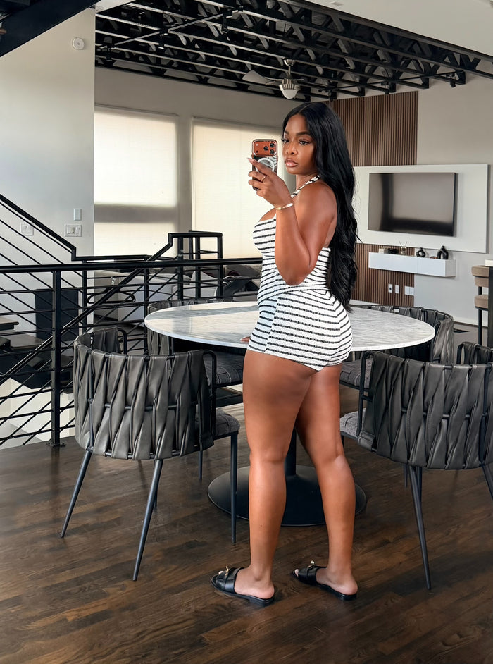 Halter stripe short set