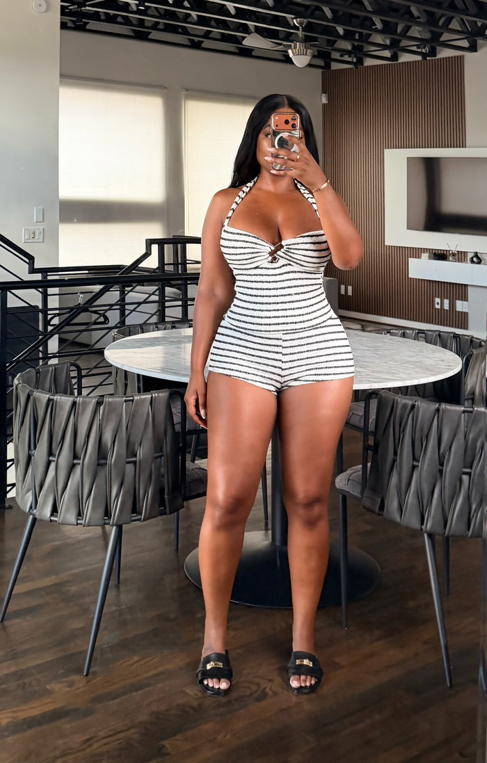 Halter stripe short set
