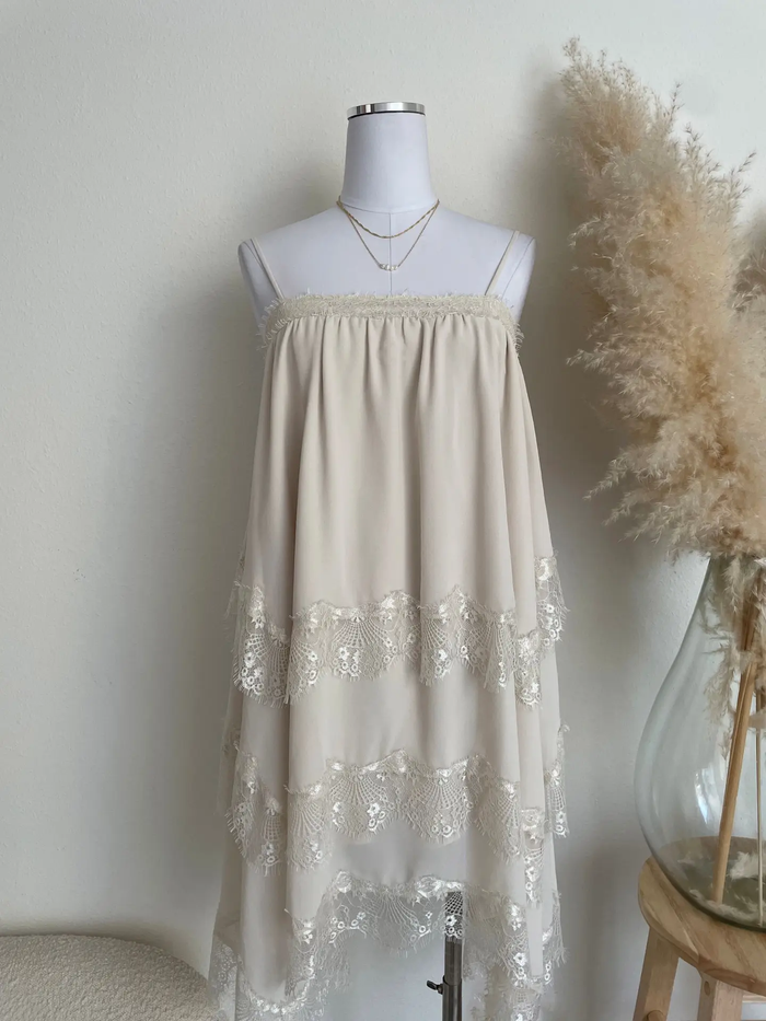 Handkerchief Hem Lace Dress