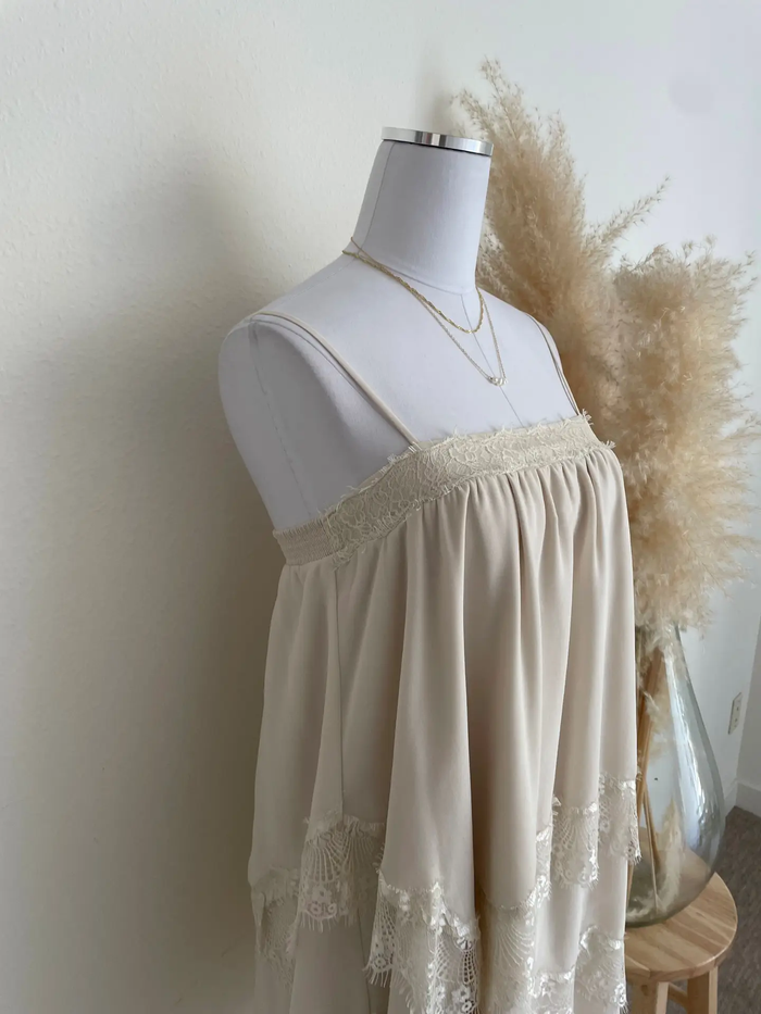 Handkerchief Hem Lace Dress