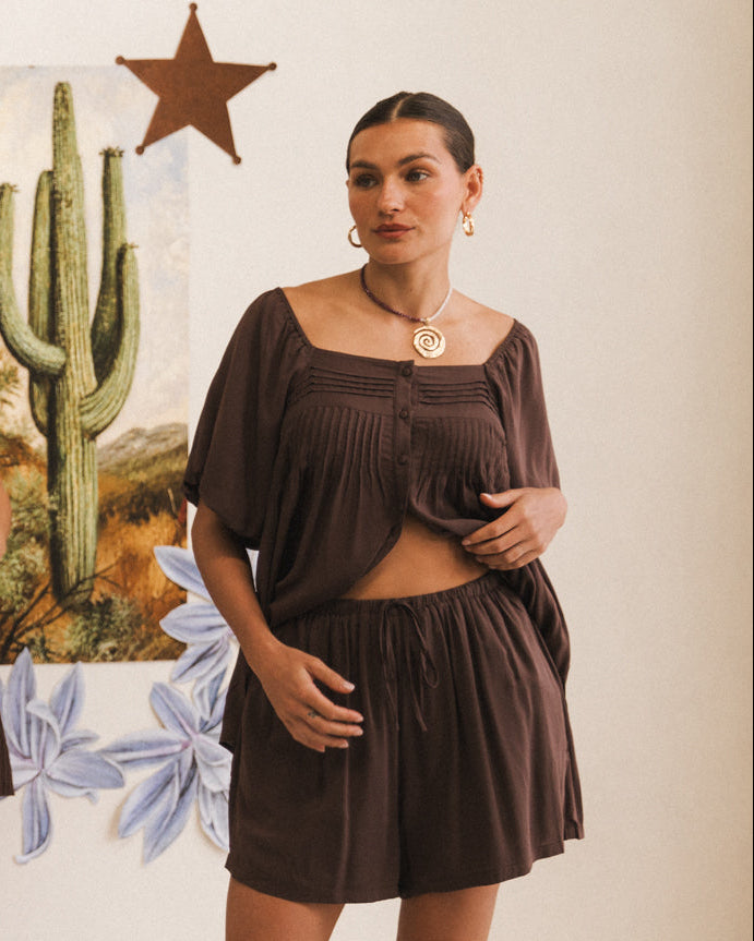 Harper Top in Chocolate - Breastfeeding Friendly Top - The Lullaby Club