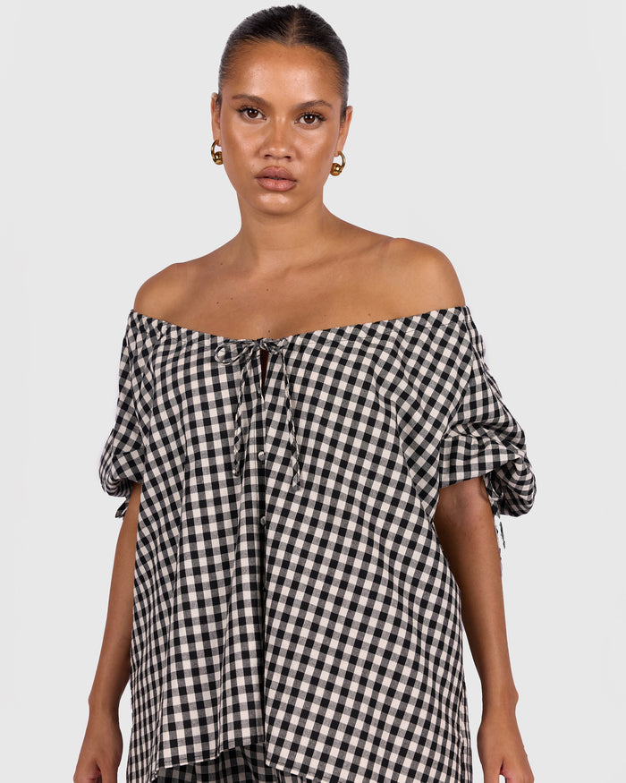 Harvey Top | Black Gingham