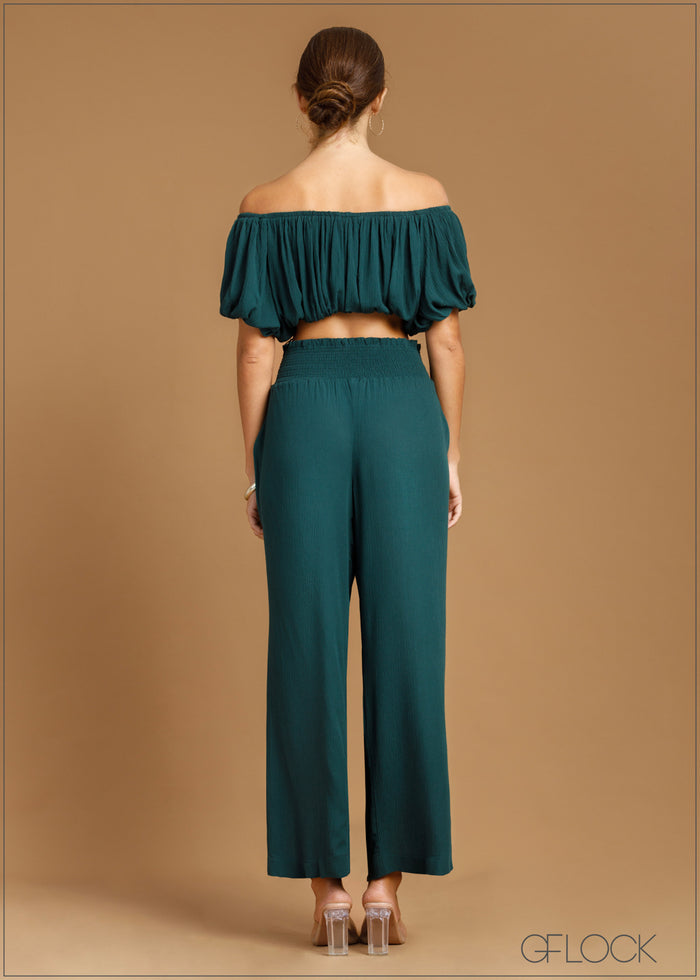 High Waist Smocked Pant - 041223