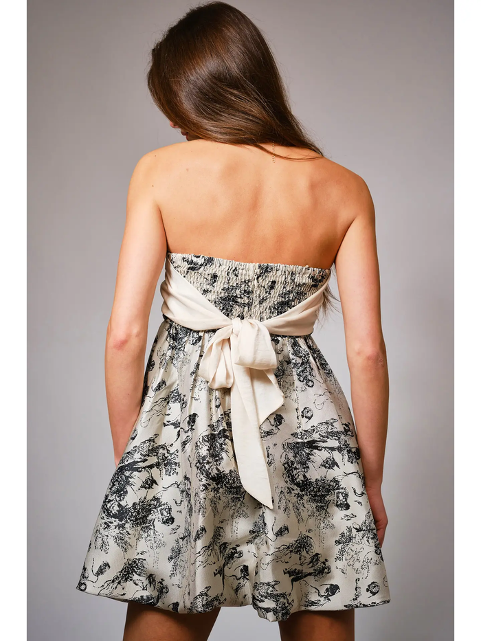 High Waisted Tie Back Bubble Dress - Greige Goods